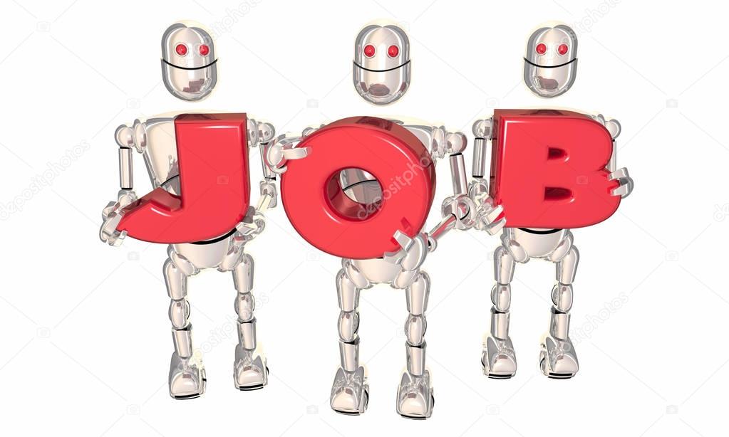 Job Robots Holding Letters 