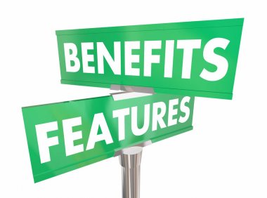 Features Benefits Road Sign   clipart