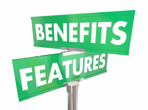 Features Benefits Road Sign — Stock Photo, Image