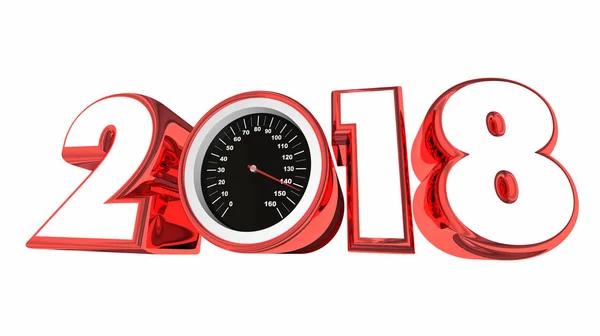 2018 Velocímetro Objetivos de Año Nuevo Éxito — Foto de Stock