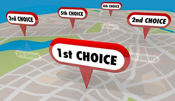 1st Choice Primer Pin de Mapa de Elección Superior —  Fotos de Stock