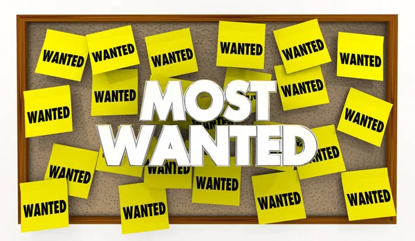 Most Wanted Desired List Bulletin Board Sticky Notes — Stock Photo, Image
