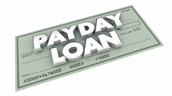 Payday Loan Check Words Borrow Money Early — Stock Photo, Image