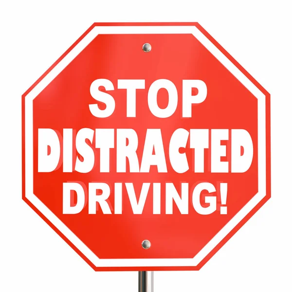 Stop Distracted Driving Sign No hay mensajes de texto —  Fotos de Stock