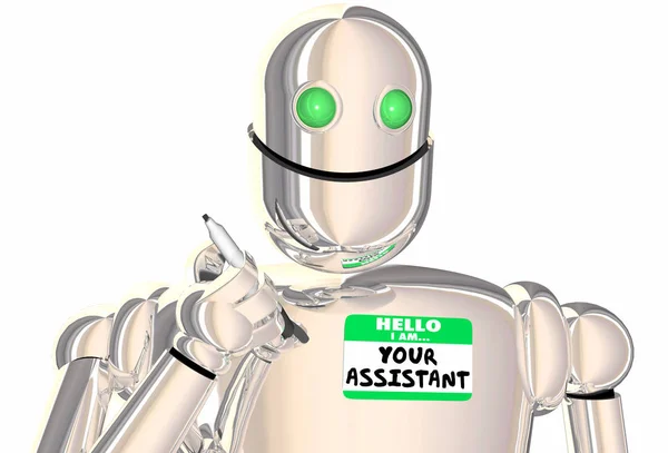 Robot Personal Assistant Hello Nametag Your Helper — Stock Photo, Image