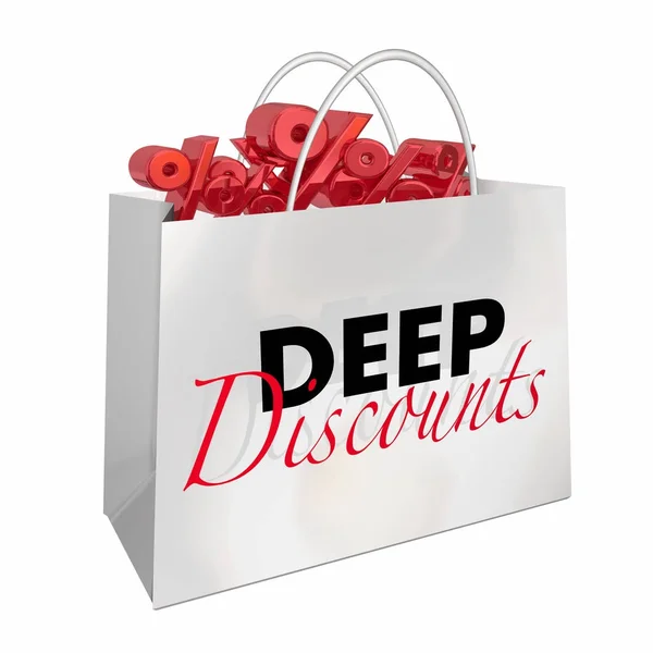 Sacola de compras Descontos profundos — Fotografia de Stock