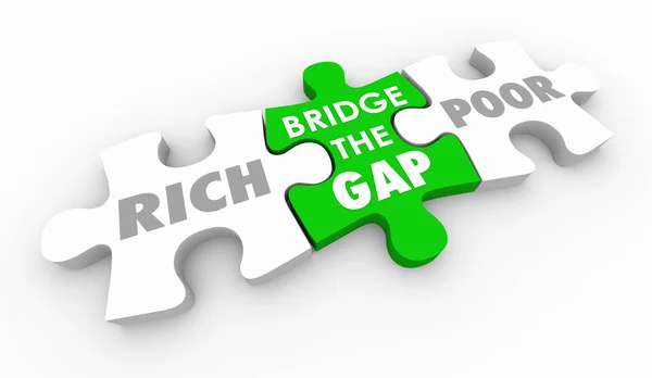 Bridge Gap Between Rich and Poor Puzzle Pieces — Stock Photo, Image