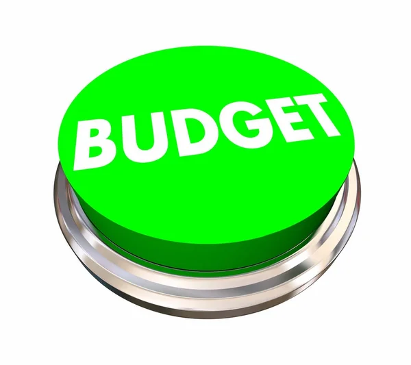 Orçamento Botão verde Gastar dinheiro Planejamento financeiro — Fotografia de Stock