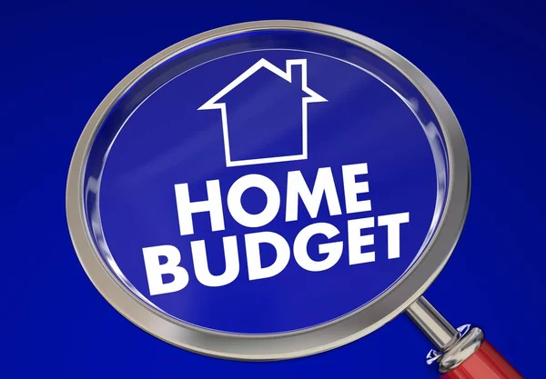 Home Budget Magnifying Glass House Finances — Stock Photo, Image