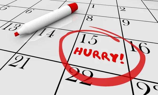 Date prisa Fecha límite Día Rush Calendario Círculo — Foto de Stock