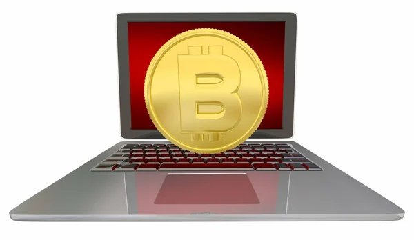 Bitcoin Laptop Computer — Stock Photo, Image