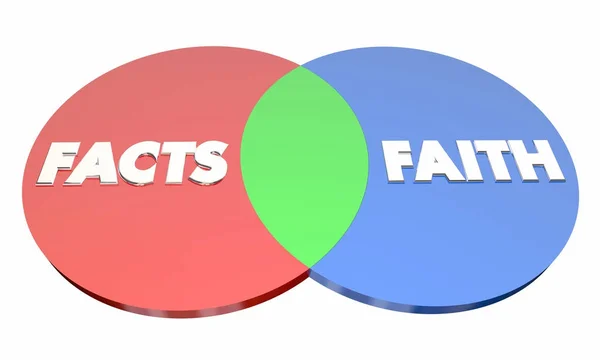 Feiten versus geloof Venn-Diagram — Stockfoto