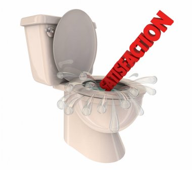 Aşağı tuvalet kötü müşteri memnuniyeti düzeyi Flushing hizmet 3d çizim
