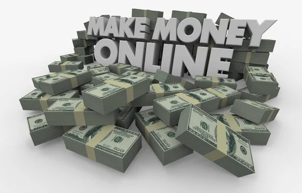 Make Money Online Cash Stacks Piles Illustration — Stock Photo, Image