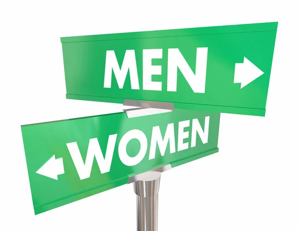 男性対女性 道路標識交差点男性女性 イラスト — ストック写真