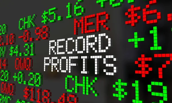 Record Profits Rising Increase Stock Market Prices Ticker Illustration — Stock Photo, Image