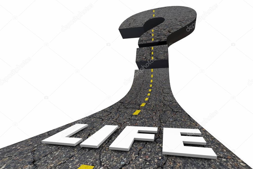 Life Question Mark Road Future Uncertain Challenge 3d Illustration