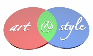 Sanat ve tarzı görsel grafik tasarım Venn Şeması 3d çizim