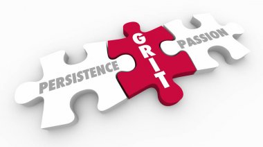 Grit Persistence Passion Puzzle Pieces 3d Illustration clipart