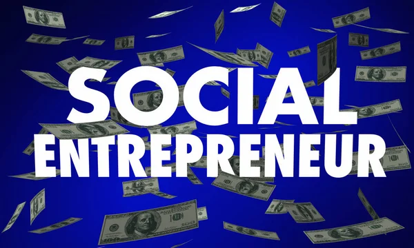 社会起業家のお金ドルに影響を与える変更社会改善 イラストレーション — ストック写真