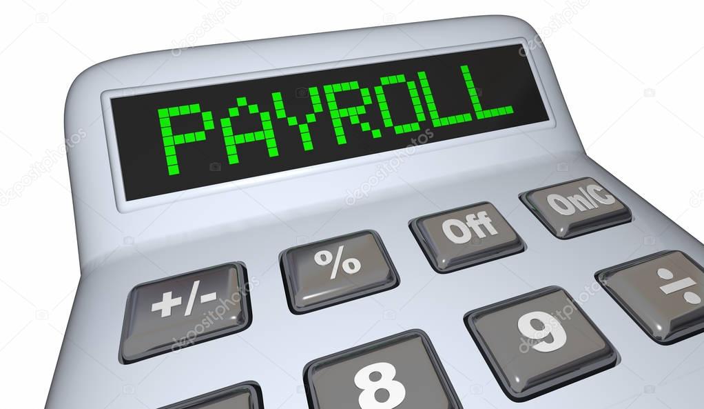 Payroll Calculator Staff Employees Salary 3d Illustration