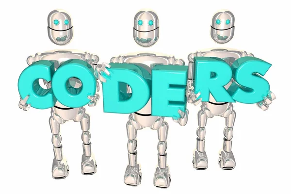 Coders Computer Programming Developers Robots Illustration — Stock Photo, Image