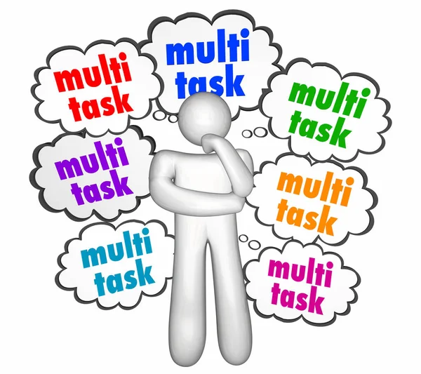 Multitask Person Thinking Many Jobs Tasks Illustration — Stock Photo, Image