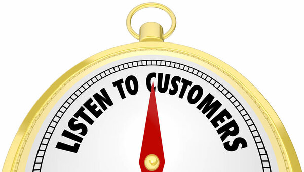 Listen to Customers Compass Hear Buyers Needs 3d Illustration