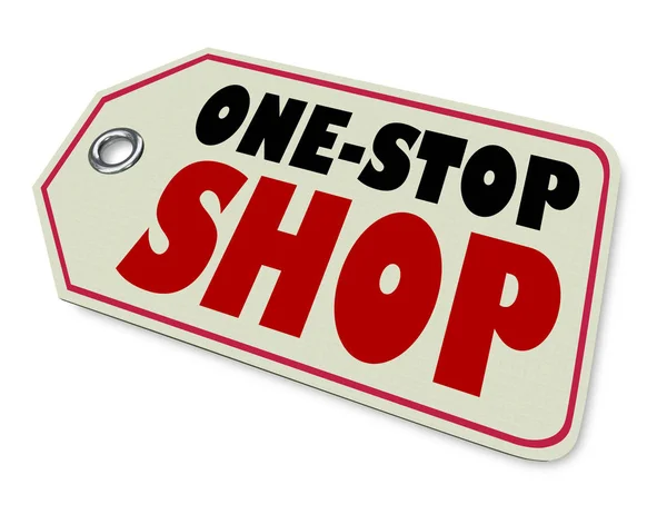 One Stop Shop Precio Tag Product Store Anuncio Ilustración —  Fotos de Stock