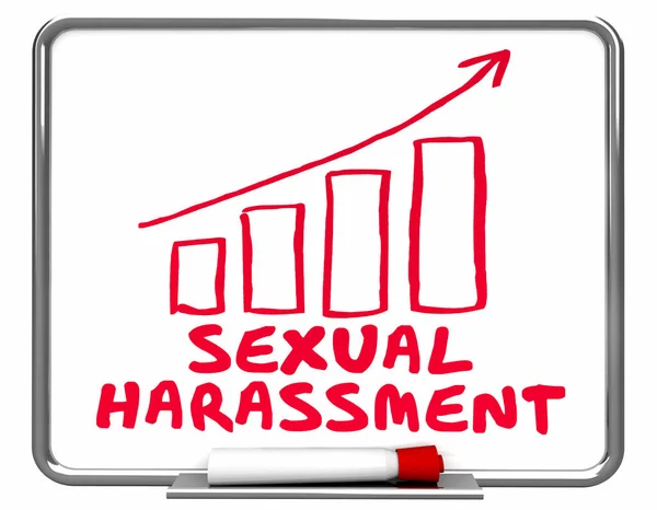 Deska Textem Sexuálního Obtěžování Obvinění Šipka Vzestupu Obrázek — Stock fotografie