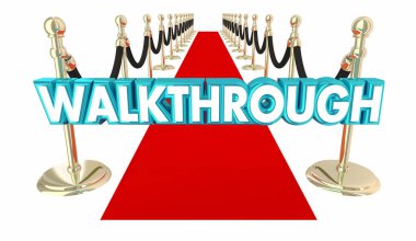 Red Carpet with Word Walkthrough, 3d Illustration clipart
