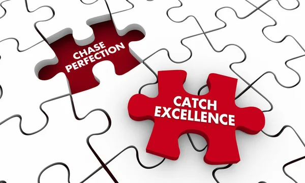 Puzzle Pieces Text Chase Perfection Catch Excellence Illustration — Stock Photo, Image