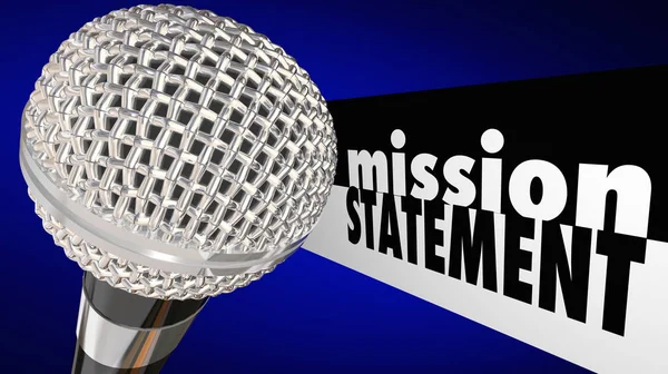 Microfone Com Texto Declaração Missão Ilustração Compartilhando Conceito Plano Visão — Fotografia de Stock