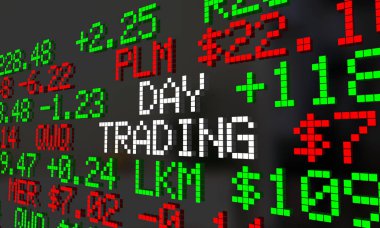  Borsa bilet tüccar metin gün ticaret, 3d çizim ile