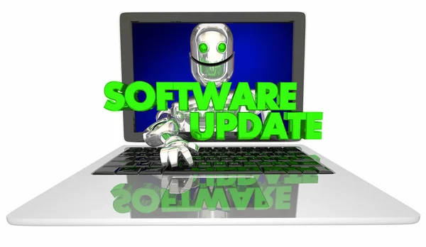 Laptop Met Robot Tekst Software Update Illustratie — Stockfoto