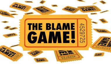 yellow Tickets with inscription The Blame Game, 3d Illustration clipart