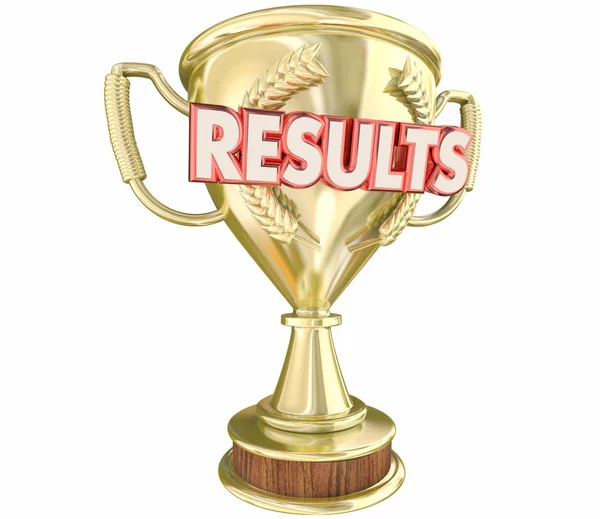 Golden Trophy Cup Word Results Illustration — Stock Photo, Image