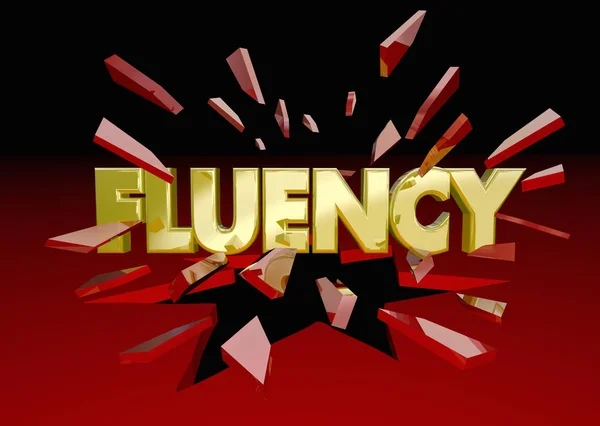 Fluency Word Breaking Glass Illustration Fluent Language Concept — Stock Photo, Image