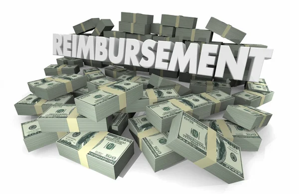 Reimbursement Lettering Money Stacks Background — Stock Photo, Image
