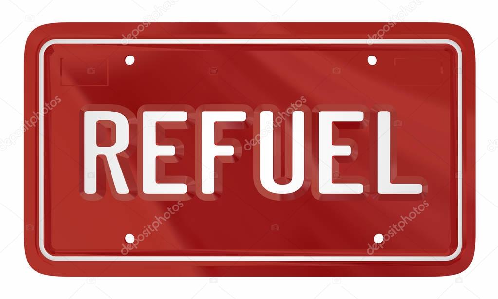 Refuel Auto red Plate 3d Illustration.