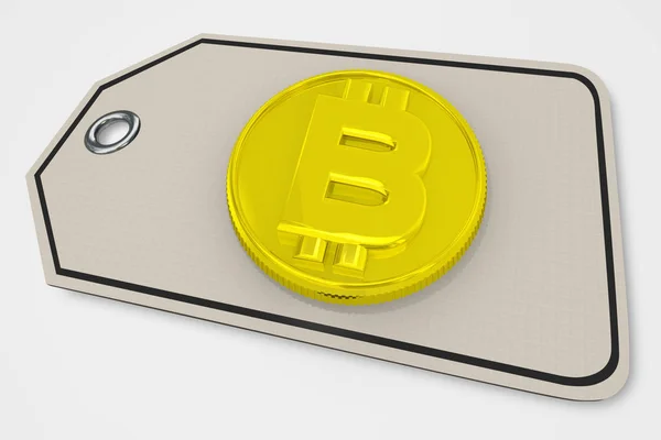 Ψηφιακό Κρυπτο Νόμισμα Bitcoin Τιμή Tag — Φωτογραφία Αρχείου