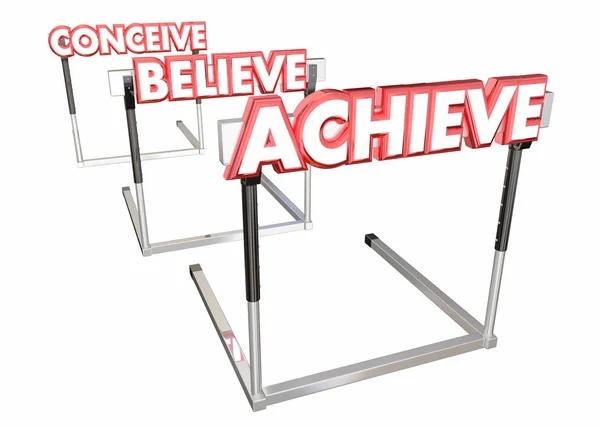 Conceive Believe Achieve Jumping Hurdles Challenges Illustration — Stock Photo, Image