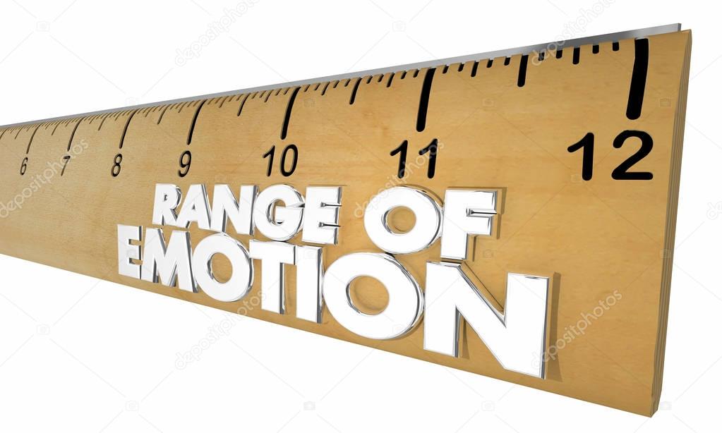 Range of Emotion Ruler Measure colorful 3d Illustration.