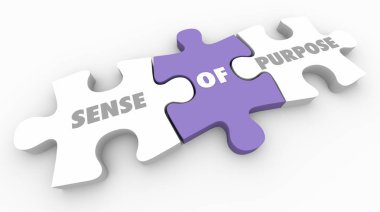 puzzle parçaları, 3d resimde bir amaç duygusu metin