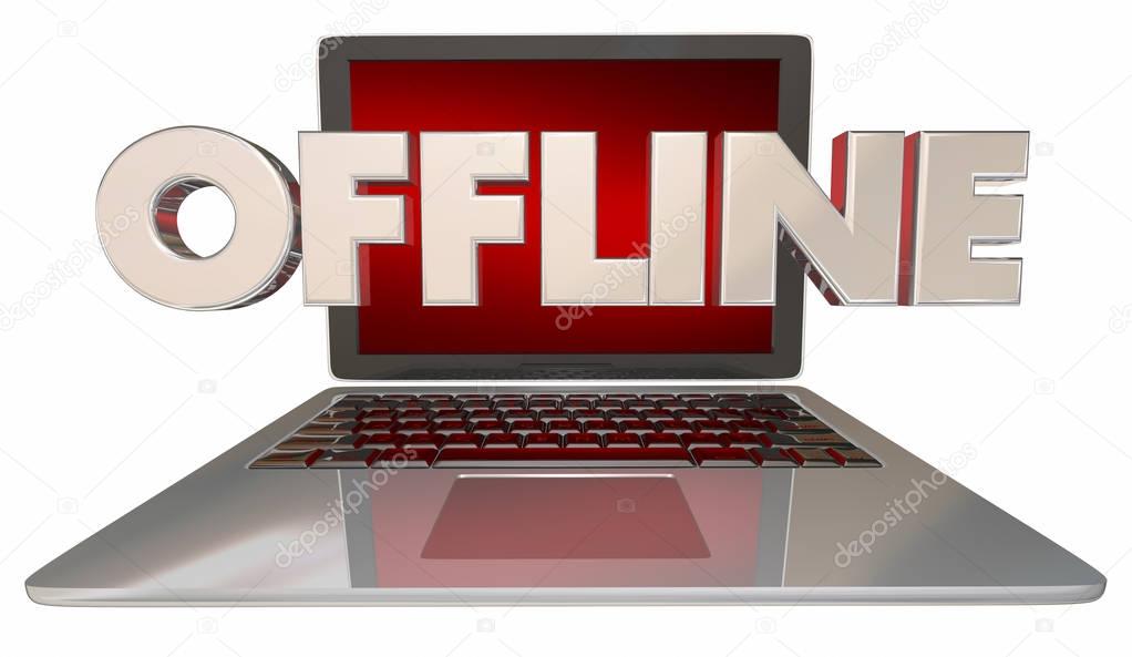 Offline Laptop, Disconnected from Internet Network 3d Illustration