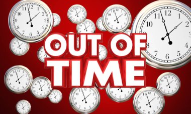 Out of Time Clocks Flying By Deadline, 3d Illustration clipart