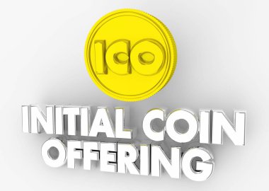 Cryptocurrency 3d çizim sunan ICO ilk madeni para