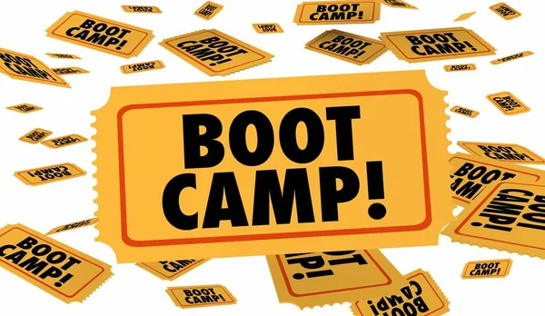 Boot Camp Ticket Fitness Meeslepende Opleiding Illustratie — Stockfoto