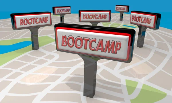 Boot Camp Tekenen Kaart Concurreren Fysieke Training Centra Illustratie — Stockfoto