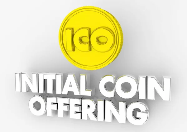Ico Initiële Munt Biedt Cryptocurrency Illustratie — Stockfoto